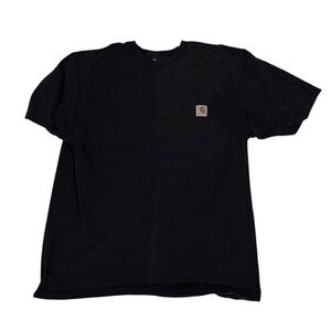 Carhartt Mens Original Fit Pocket T-Shirt Black Short Sleeve Distressed L READ